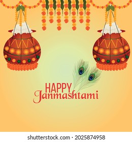 Indian festival happy janmashtami background
