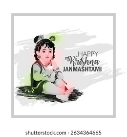 Indian festival happy krishna festival with makhan mataki on creative illustration background
