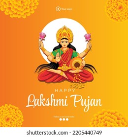 Modelo de diseño de banner de llakshmi pujan para el festival indio.