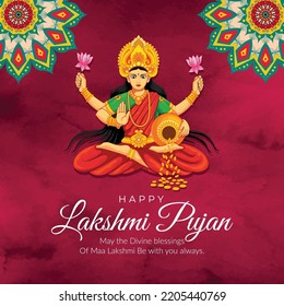 Modelo de diseño de banner de llakshmi pujan para el festival indio.