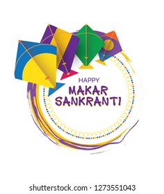 Indian Festival Happy Makar Sankranti Background Template with Kites