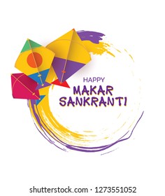 Indian Festival Happy Makar Sankranti Background Template with Kites