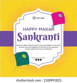 Indian festival Happy makar sankranti banner design template.