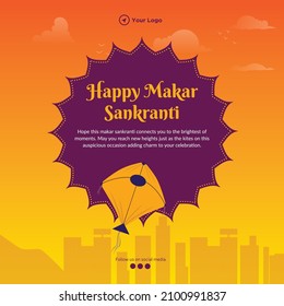 Indian festival Happy makar sankranti banner design template.