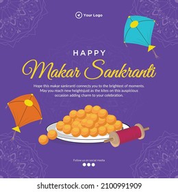 Indian festival Happy makar sankranti banner design template.