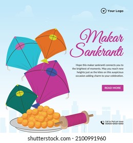 Indian festival Happy makar sankranti banner design template.