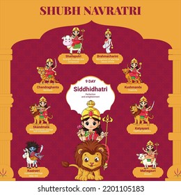 Indian festival happy Navratri cartoon style banner design.