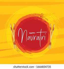 Indian festival Happy Navratri Celebration Background With Beautiful maa Durga face and Dandiya 
Sticks.