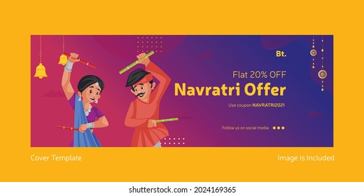 Indian festival Happy Navratri cover page design template.
