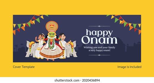 Indian festival happy Onam cover page design.