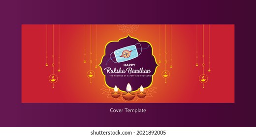 Indian festival Happy Raksha Bandhan cover page template.