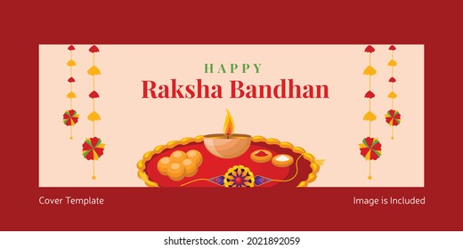 Indian festival Happy Raksha Bandhan cover page template.