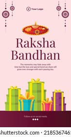 Indian festival happy Raksha Bandhan portrait template design.  