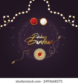 Indian festival happy raksha bandhan invitation greeting card on creative background