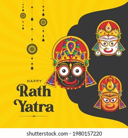 Indian festival happy rath yatra banner design.