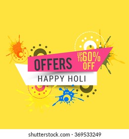 Indian festival holi with colorful floral background for big sale offer banner.