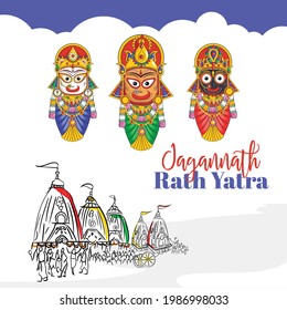 Indian festival jagannath rath yatra banner design template.