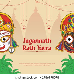 Indian festival jagannath rath yatra banner design template.