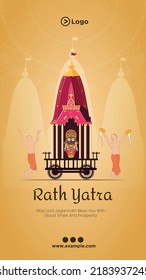 Indian festival jagannath rath yatra portrait template design. 