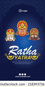 Indian festival jagannath rath yatra portrait template design.  