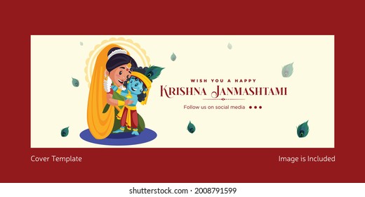 Indian festival krishna janmashtami cover page design.