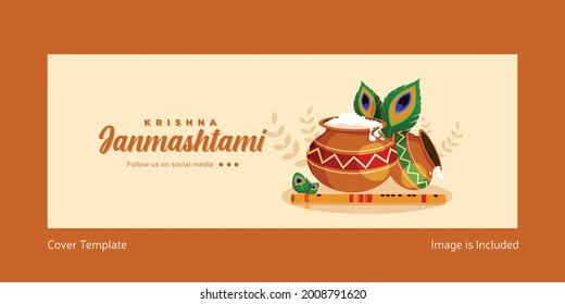 Indian festival krishna janmashtami cover page design.