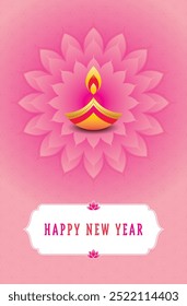 Festival de luzes indiano chamado Diwali. A palavra hindi "Shubh Dipawali" significa Happy Diwali. A ilustração com base na cor rosa pode ser usada como cartão de saudação, cartão de convite ou até mesmo nas mídias sociais.