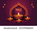 Indian festival of lights Happy Diwali, holiday Background, Diwali celebration greeting card, abstract vector illustration design.	