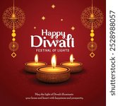 Indian festival of lights Happy Diwali, holiday Background, Diwali celebration greeting card, abstract vector illustration design.