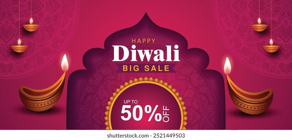 Indian festival of lights Happy Diwali, holiday Background, Diwali celebration greeting card, abstract vector illustration design.	