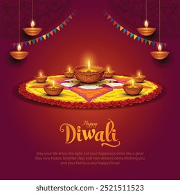 Indian festival of lights Happy Diwali, holiday Background, Diwali celebration greeting card, abstract vector illustration design.	