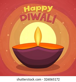 Indian Festival of Lights, Happy Diwali celebration with colourful illuminated lit lamp on stylish background.