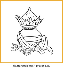 indian festival line drawing vector illustration