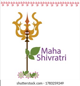 Indian festival Mahashivaratri celebration of Lord Shiva the divine supreme  trident on white background