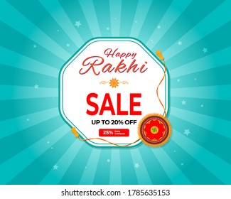 Indian festival offer banner /greeting background concept for raksha bandhan with brother sister, sacred love band on beautiful geometrical backdrop, written text means elder brother happy rakhi