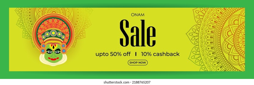 Indian Festival Onam Sale Banner Vector.