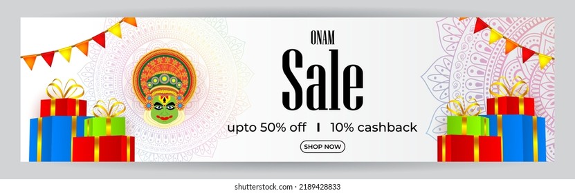 Indian Festival Onam Sale Banner Vector.