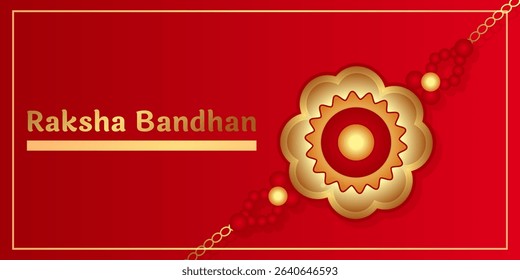Indian festival Raksha Bandhan (Rakhi) vector illustration red background happy sacred bandages Rakhi protection brother sister sweets talisman amulet gold string ritual wish
