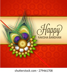 Indian festival Raksha Bandhan red background with beautiful rakhi and wishes.