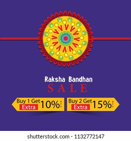Indian festival Raksha Bandhan, vector illustration of decorated rakhi 