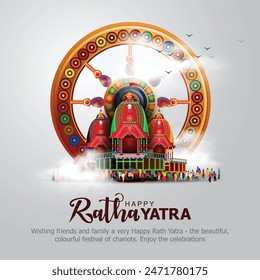 Indian festival Ratha Yatra of Lord Jagannath, Balabhadra and Subhadra on Chariot with people. new abstract vector illustration design