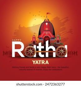 Indian festival Ratha Yatra of Lord Jagannath, Balabhadra and Subhadra on Chariot with people. new abstract vector illustration design