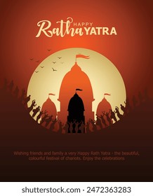 Indian festival Ratha Yatra of Lord Jagannath, Balabhadra and Subhadra on Chariot with people. new abstract vector illustration design