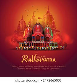 Indian festival Ratha Yatra of Lord Jagannath, Balabhadra and Subhadra on Chariot with people. new abstract vector illustration design