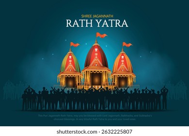Indian festival Ratha Yatra of Lord Jagannath, Balabhadra and Subhadra. Chariot surrounded with people on this day. abstract vector illustration design	