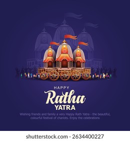 Indian festival Ratha Yatra of Lord god Jagannath, Balabhadra and Subhadra on Chariot with people. new abstract vector illustration design