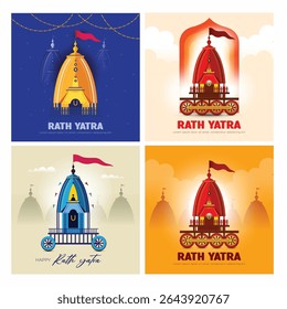 Indian festival Ratha Yatra of Lord Jagannath, Balabhadra and Subhadra on Chariot with people. new abstract vector illustration design