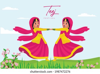 Indian festival teej banner design template.