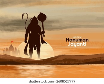 Indian festival traditional Happy Hanuman Jayanti greeting card vector