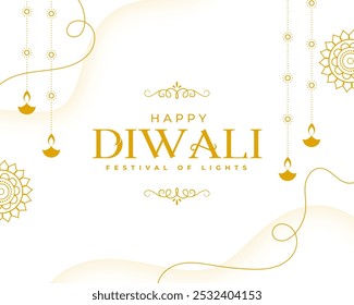 Fondo blanco de Shubh Diwali festivo indio para Vector de publicaciones en redes sociales